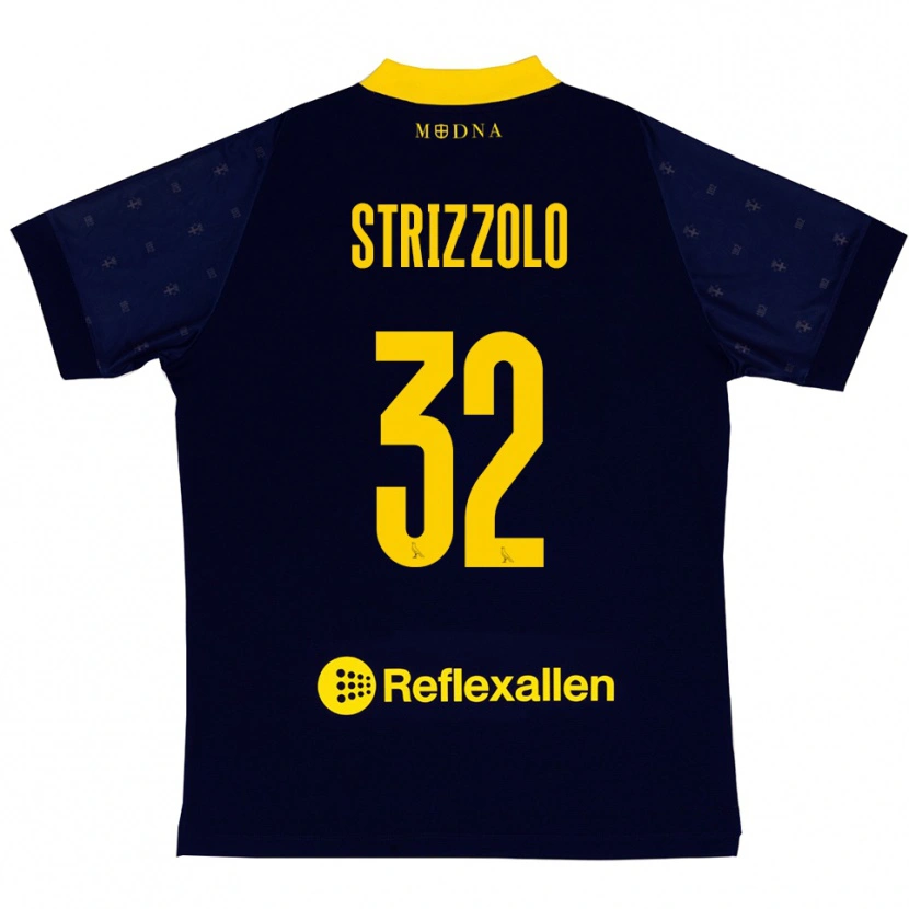 Danxen Kinderen Luca Strizzolo #32 Donkerblauw Geel Uitshirt Uittenue 2025/26 T-Shirt België