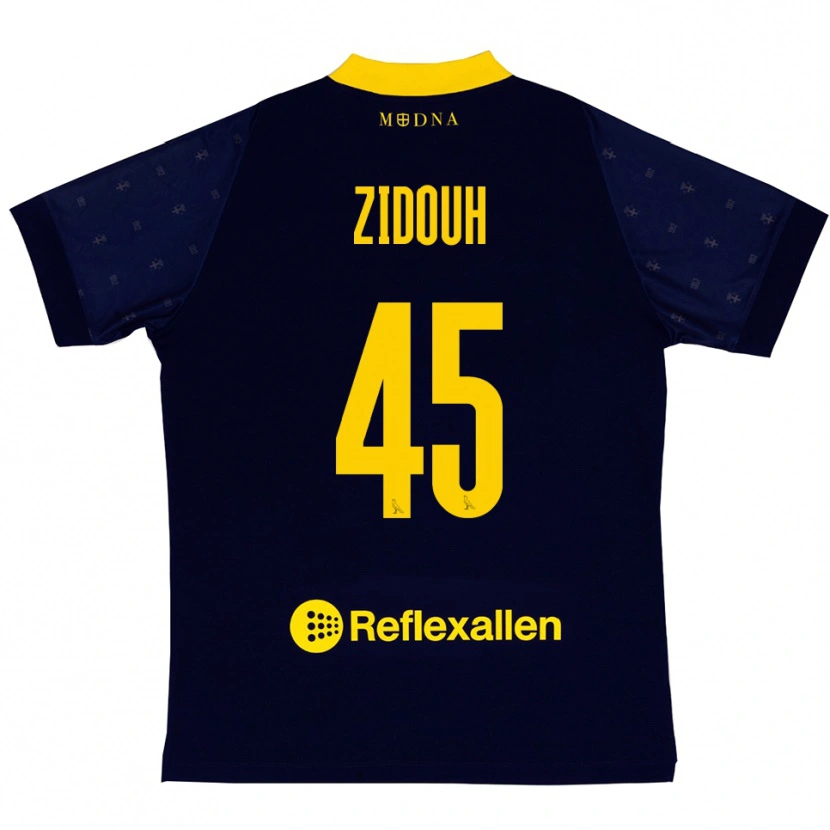 Danxen Kinderen Taha Zidouh #45 Donkerblauw Geel Uitshirt Uittenue 2025/26 T-Shirt België