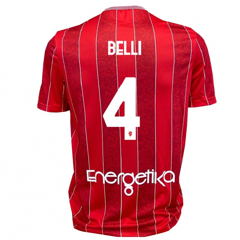Danxen Kinderen Francesco Belli #4 Rood Wit Uitshirt Uittenue 2025/26 T-Shirt België