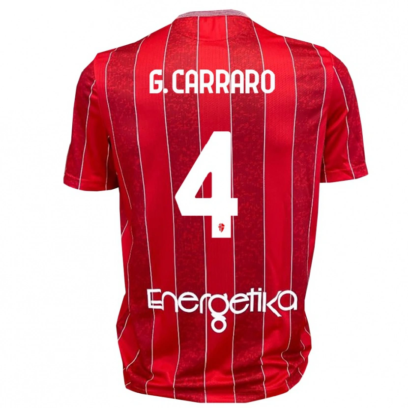Danxen Kinderen Giulio Carraro #4 Rood Wit Uitshirt Uittenue 2025/26 T-Shirt België