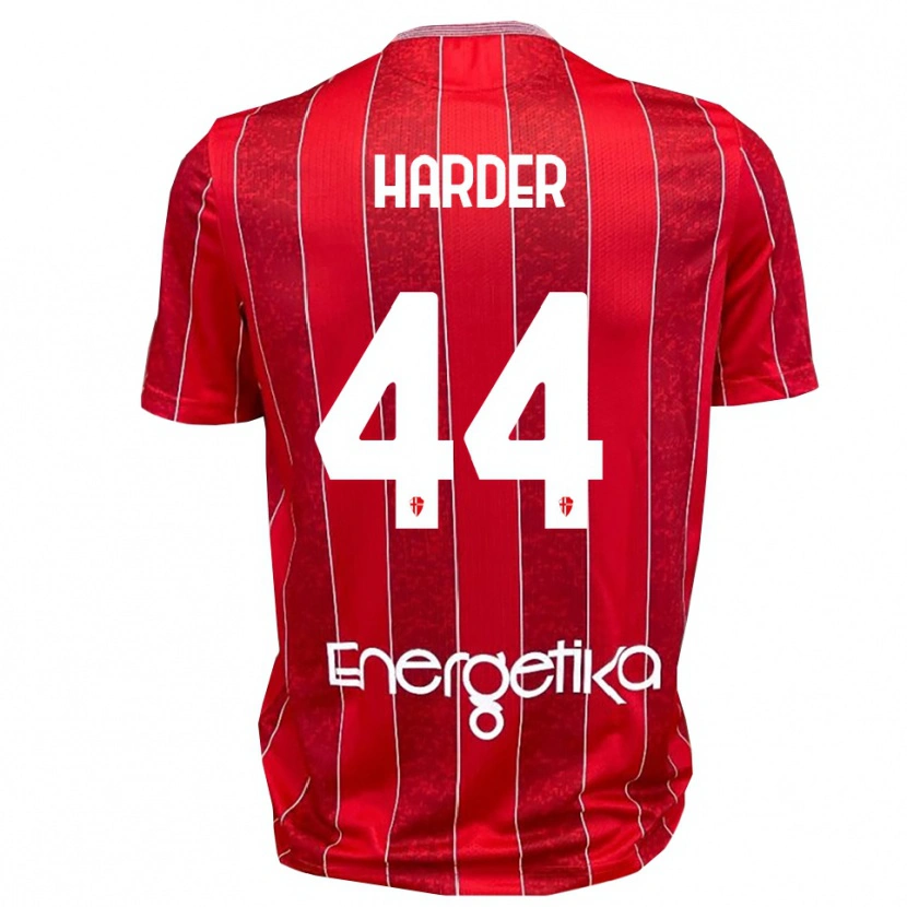 Danxen Kinderen Jonas Harder #44 Rood Wit Uitshirt Uittenue 2025/26 T-Shirt België