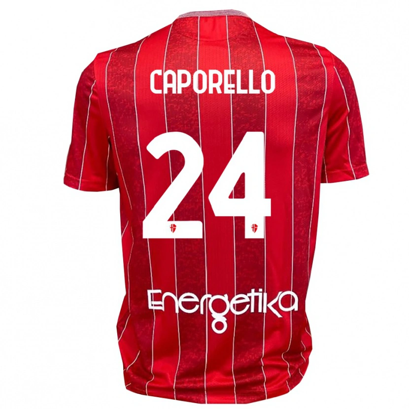Danxen Kinderen Edoardo Caporello #24 Rood Wit Uitshirt Uittenue 2025/26 T-Shirt België