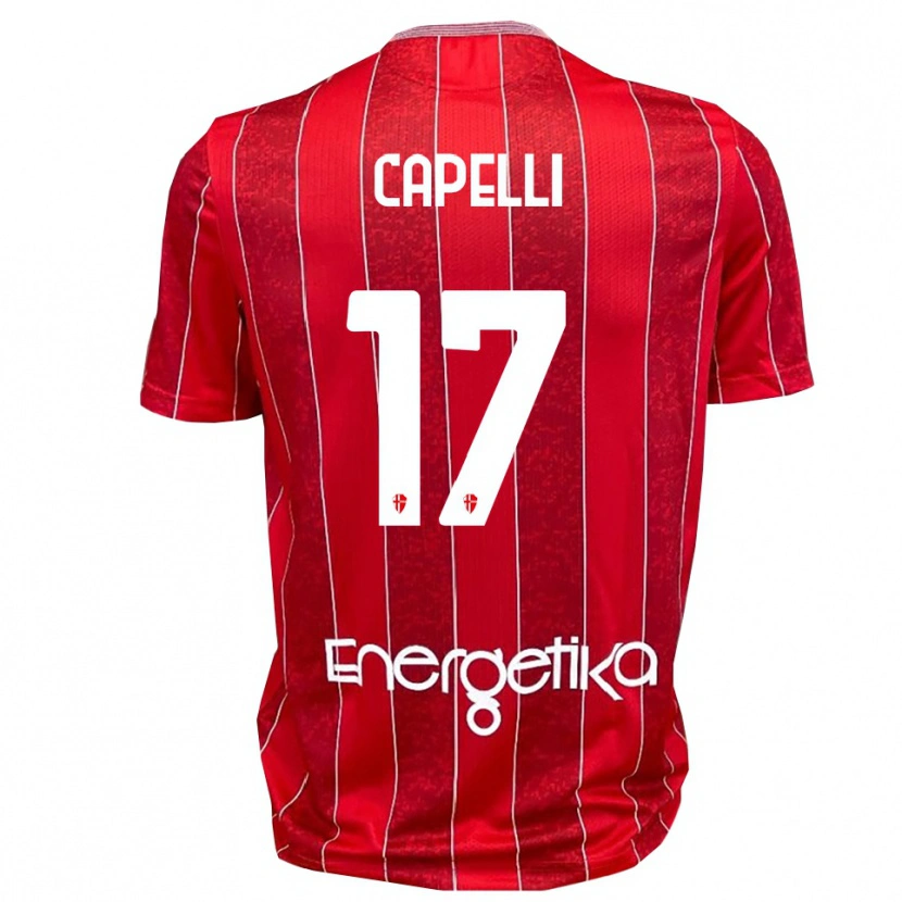 Danxen Kinderen Alessandro Capelli #17 Rood Wit Uitshirt Uittenue 2025/26 T-Shirt België