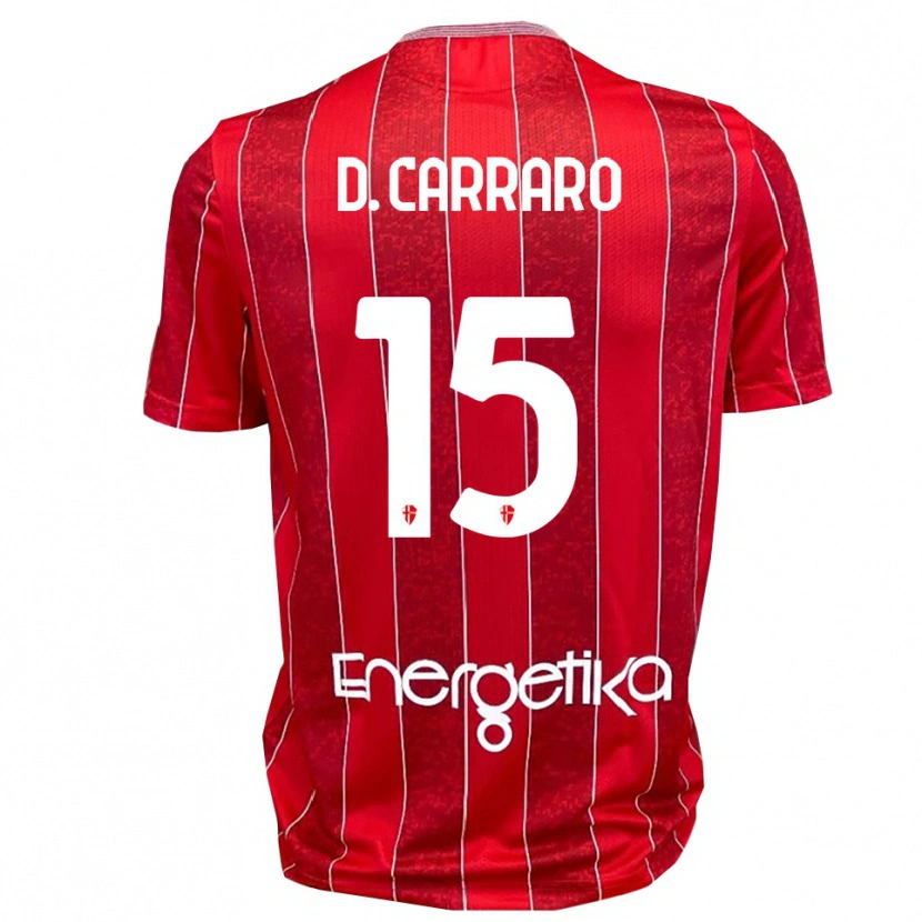 Danxen Kinderen Davide Carraro #15 Rood Wit Uitshirt Uittenue 2025/26 T-Shirt België