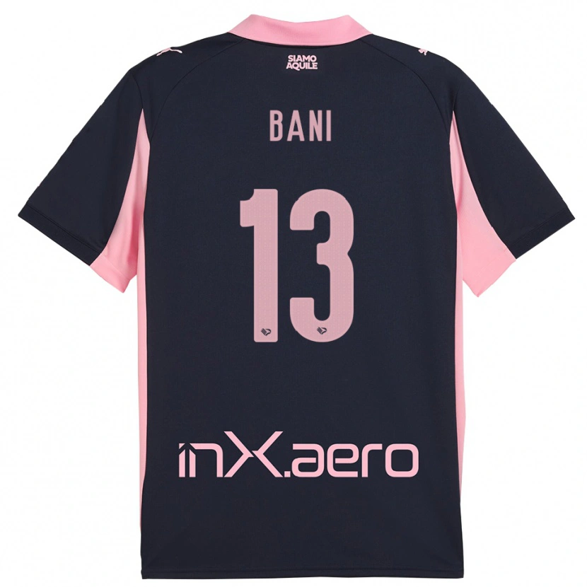Danxen Kinderen Mattia Bani #13 Donkerblauw Roze Uitshirt Uittenue 2025/26 T-Shirt België