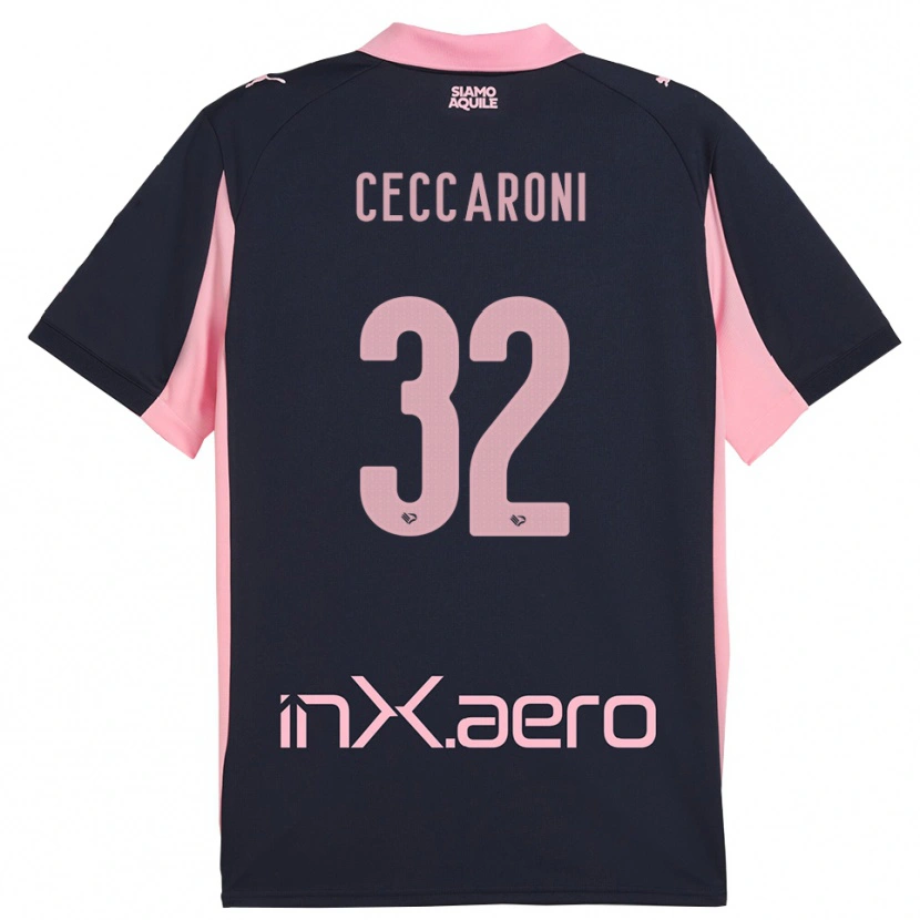 Danxen Kinderen Pietro Ceccaroni #32 Donkerblauw Roze Uitshirt Uittenue 2025/26 T-Shirt België