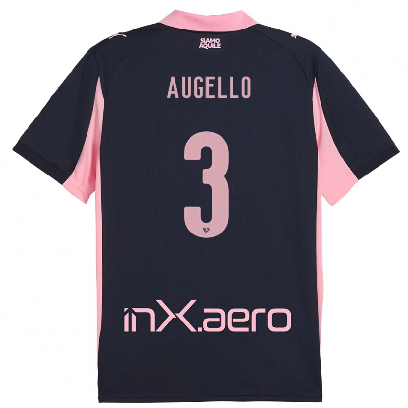 Danxen Kinderen Tommaso Augello #3 Donkerblauw Roze Uitshirt Uittenue 2025/26 T-Shirt België