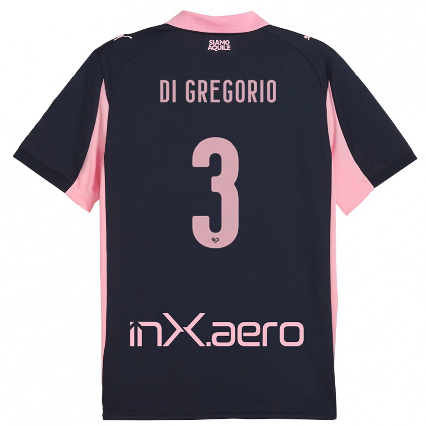 Danxen Kinderen Angelo Di Gregorio #3 Donkerblauw Roze Uitshirt Uittenue 2025/26 T-Shirt België
