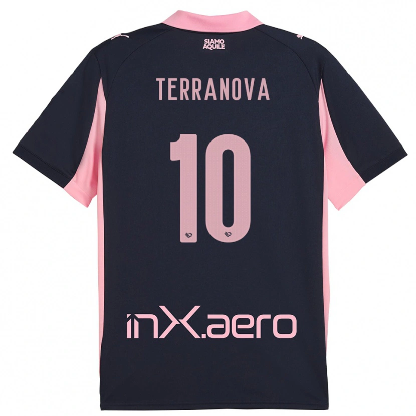 Danxen Kinderen Mattia Terranova #10 Donkerblauw Roze Uitshirt Uittenue 2025/26 T-Shirt België