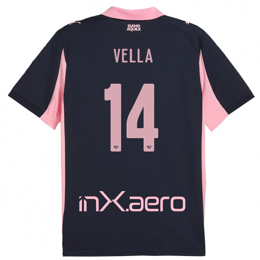 Danxen Kinderen Andreas Vella #14 Donkerblauw Roze Uitshirt Uittenue 2025/26 T-Shirt België