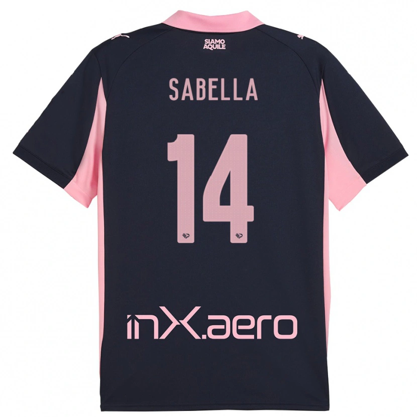 Danxen Kinderen Alberto Sabella #14 Donkerblauw Roze Uitshirt Uittenue 2025/26 T-Shirt België