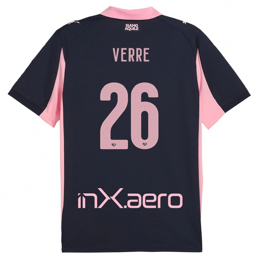 Danxen Kinderen Valerio Verre #26 Donkerblauw Roze Uitshirt Uittenue 2025/26 T-Shirt België
