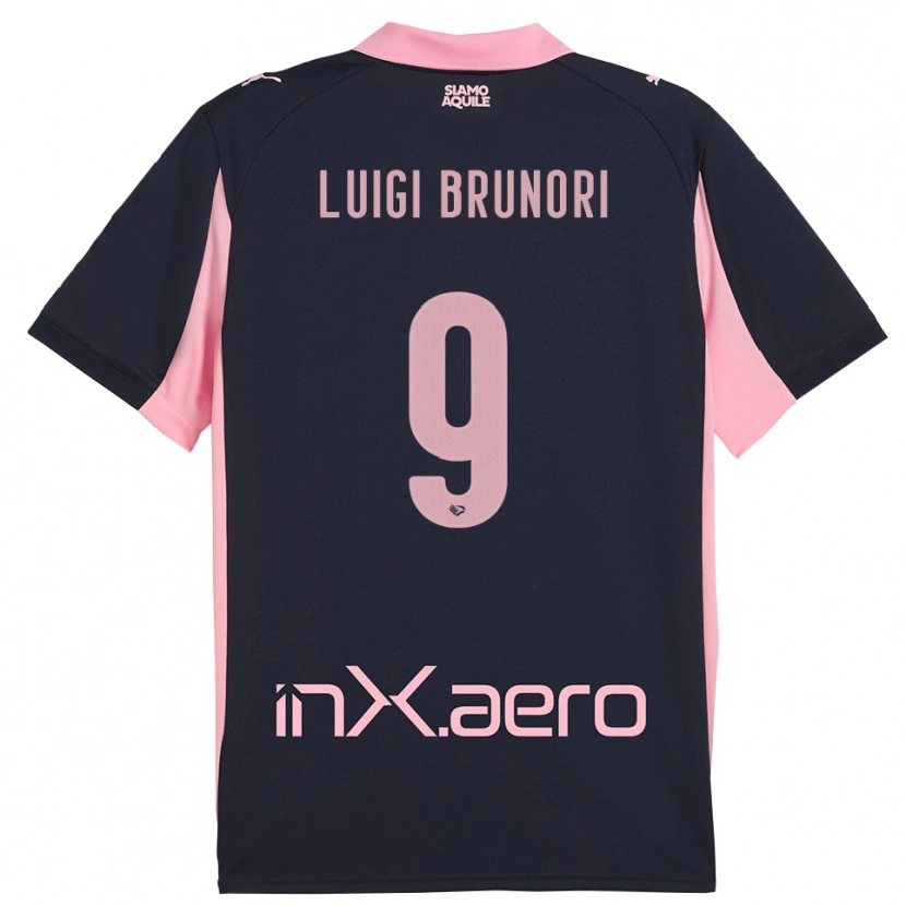 Danxen Kinderen Matteo Luigi Brunori #9 Donkerblauw Roze Uitshirt Uittenue 2025/26 T-Shirt België