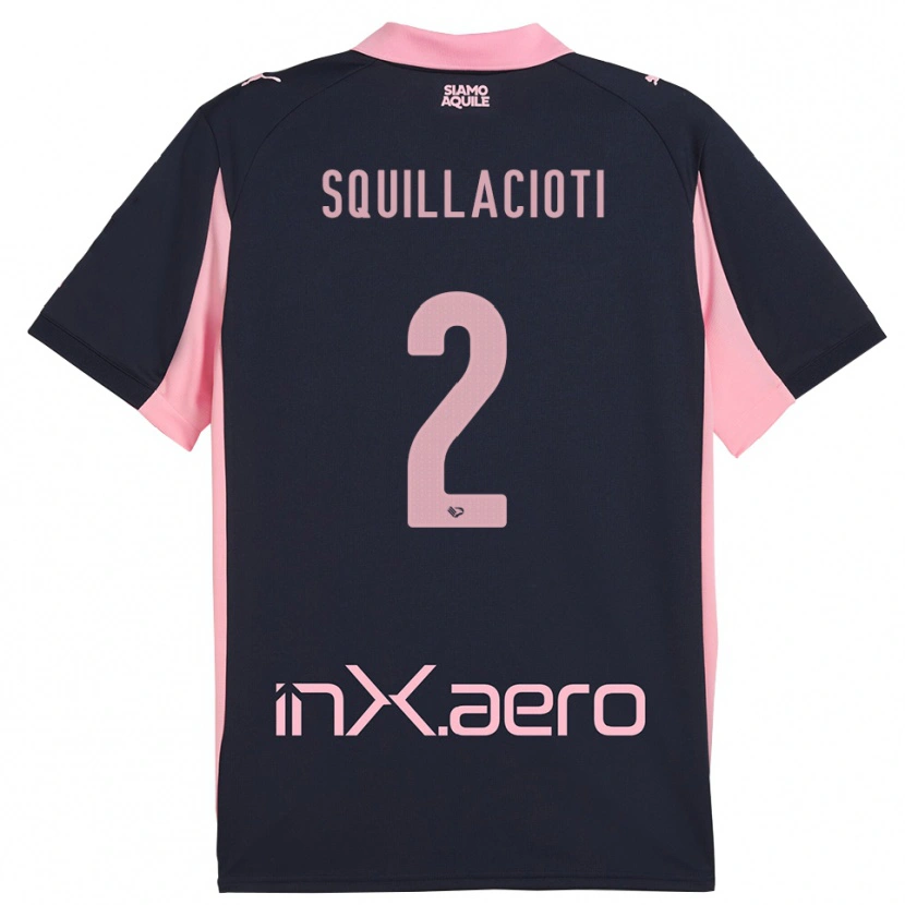 Danxen Kinderen Salvatore Squillacioti #2 Donkerblauw Roze Uitshirt Uittenue 2025/26 T-Shirt België