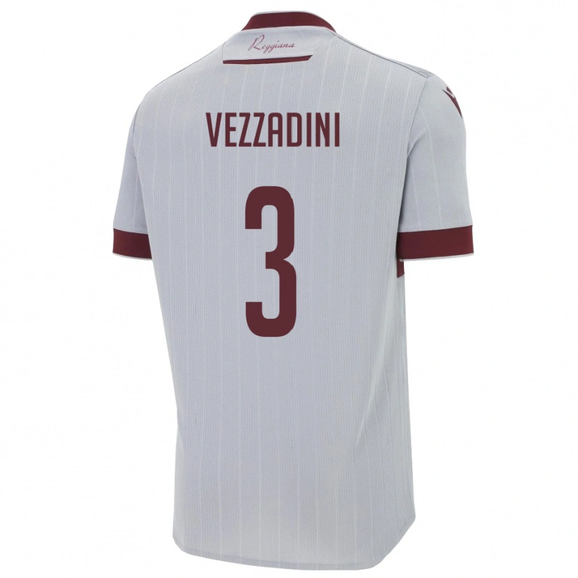 Danxen Kinderen Riccardo Vezzadini #3 Bourgondië Wit Uitshirt Uittenue 2025/26 T-Shirt België