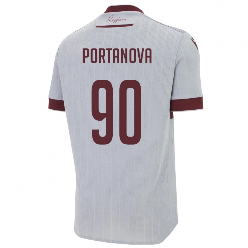 Danxen Kinderen Manolo Portanova #90 Bourgondië Wit Uitshirt Uittenue 2025/26 T-Shirt België