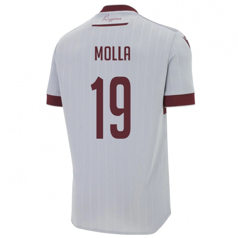Danxen Kinderen Cristian Molla #19 Bourgondië Wit Uitshirt Uittenue 2025/26 T-Shirt België