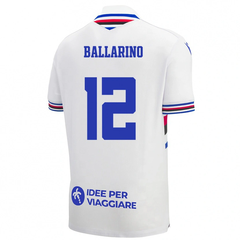 Danxen Kinderen Alessio Ballarino #12 Wit Blauw Rood Uitshirt Uittenue 2025/26 T-Shirt België