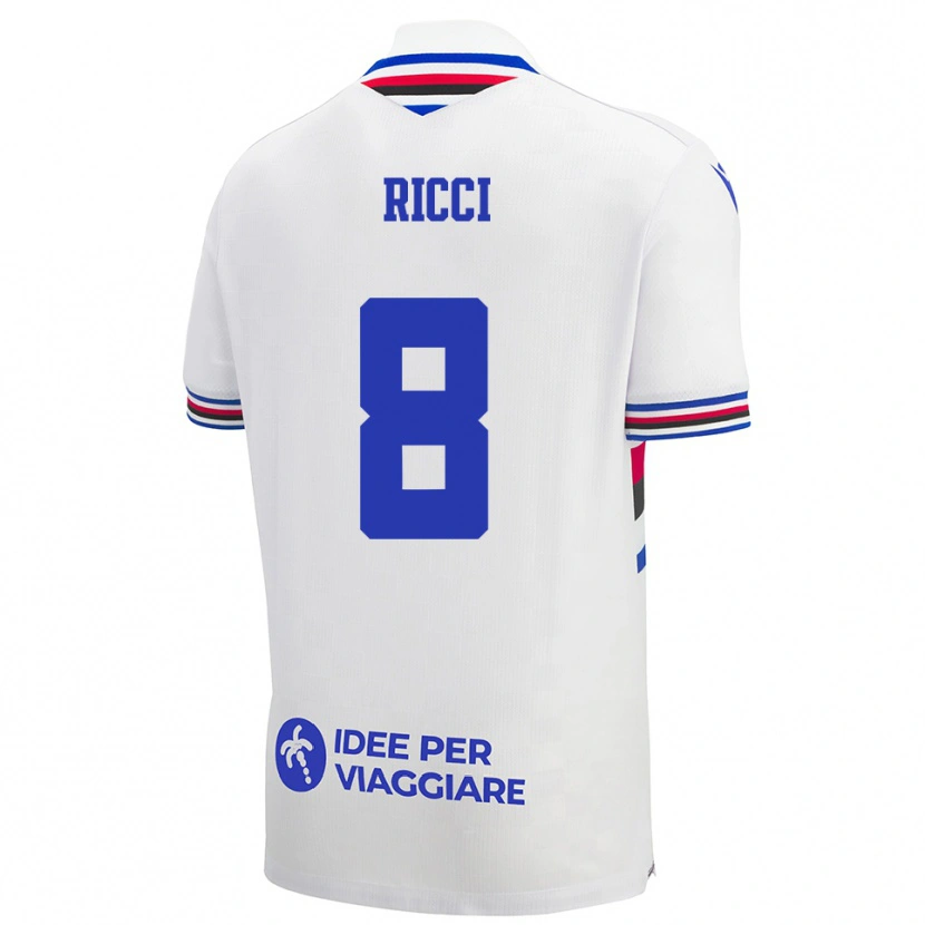 Danxen Kinderen Matteo Ricci #8 Wit Blauw Rood Uitshirt Uittenue 2025/26 T-Shirt België