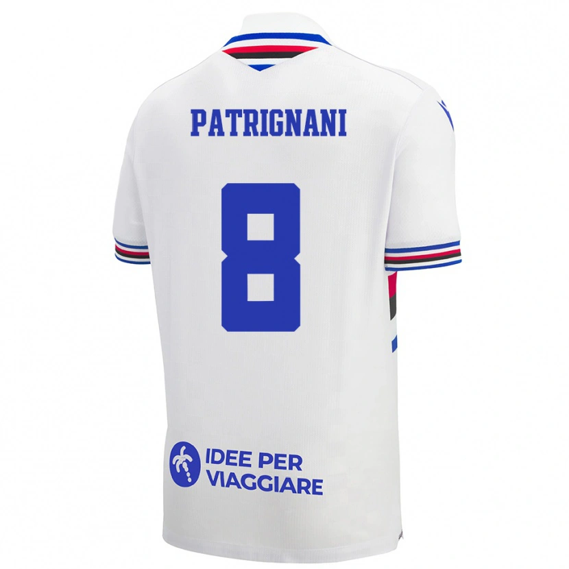 Danxen Kinderen Giulio Patrignani #8 Wit Blauw Rood Uitshirt Uittenue 2025/26 T-Shirt België