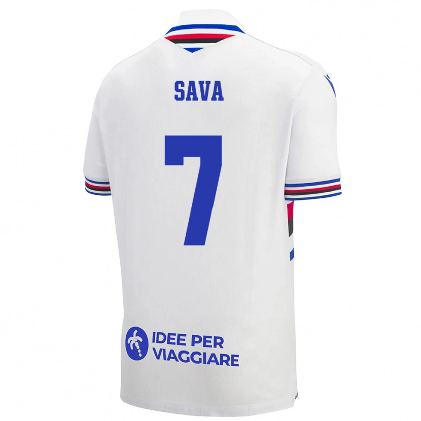 Danxen Kinderen Samuele Sava #7 Wit Blauw Rood Uitshirt Uittenue 2025/26 T-Shirt België