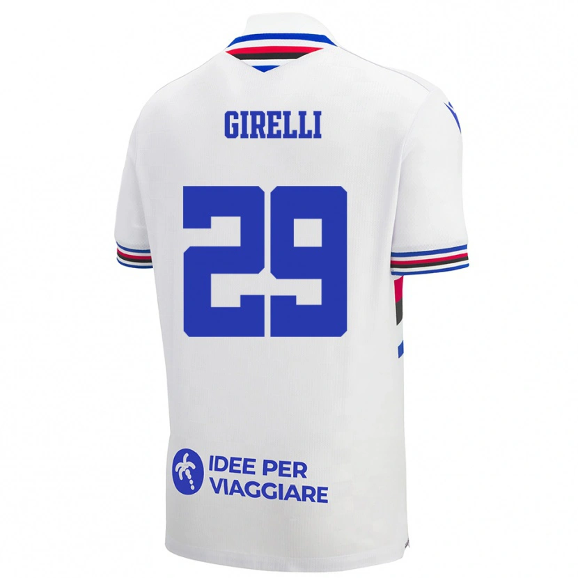Danxen Kinderen Stefano Girelli #29 Wit Blauw Rood Uitshirt Uittenue 2025/26 T-Shirt België
