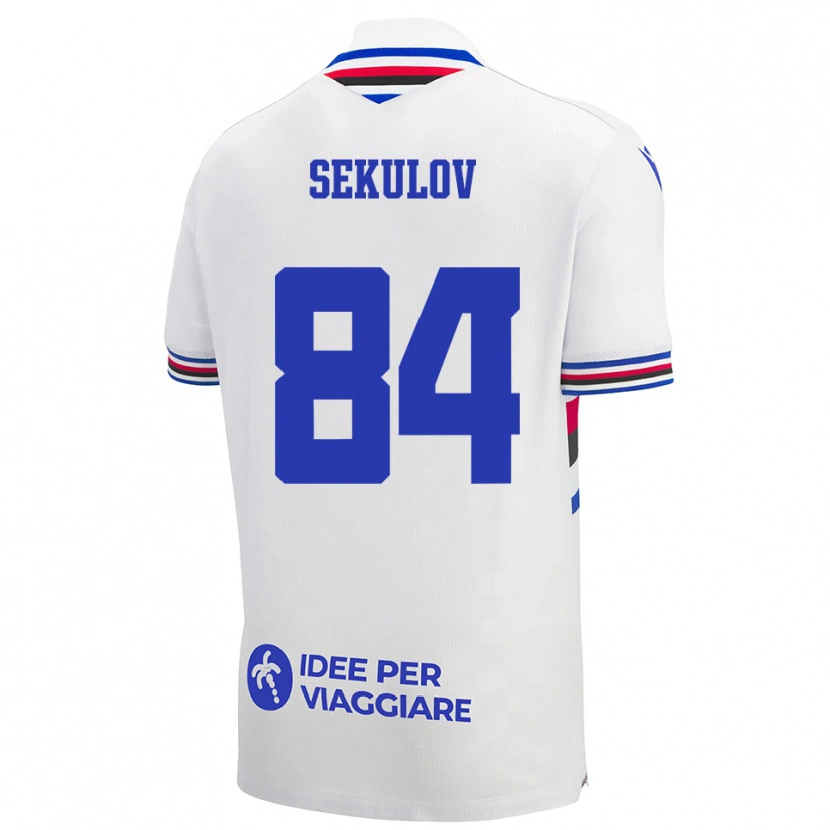 Danxen Kinderen Nikola Sekulov #84 Wit Blauw Rood Uitshirt Uittenue 2025/26 T-Shirt België