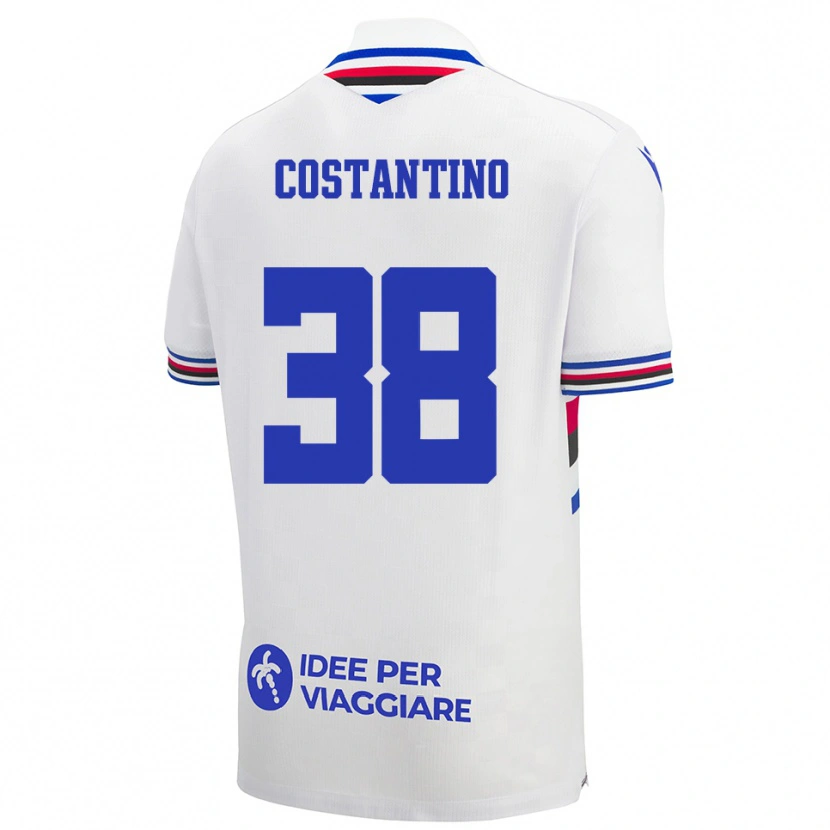Danxen Kinderen Lorenzo Costantino #38 Wit Blauw Rood Uitshirt Uittenue 2025/26 T-Shirt België