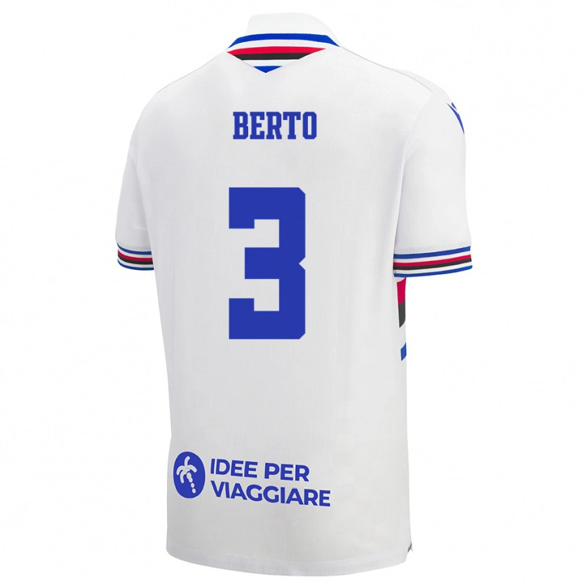 Danxen Kinderen Nicolò Berto #3 Wit Blauw Rood Uitshirt Uittenue 2025/26 T-Shirt België