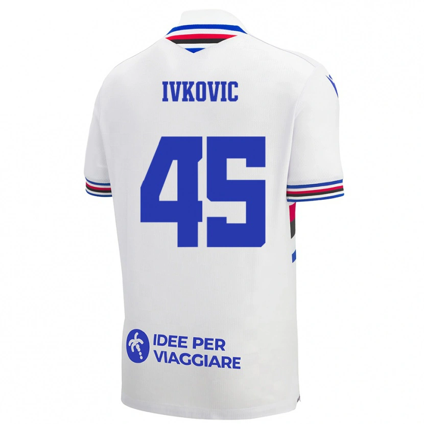 Danxen Kinderen Mate Ivkovic #45 Wit Blauw Rood Uitshirt Uittenue 2025/26 T-Shirt België