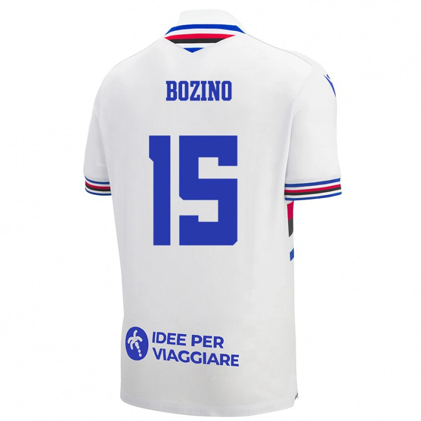 Danxen Kinderen Gabriele Bozino #15 Wit Blauw Rood Uitshirt Uittenue 2025/26 T-Shirt België