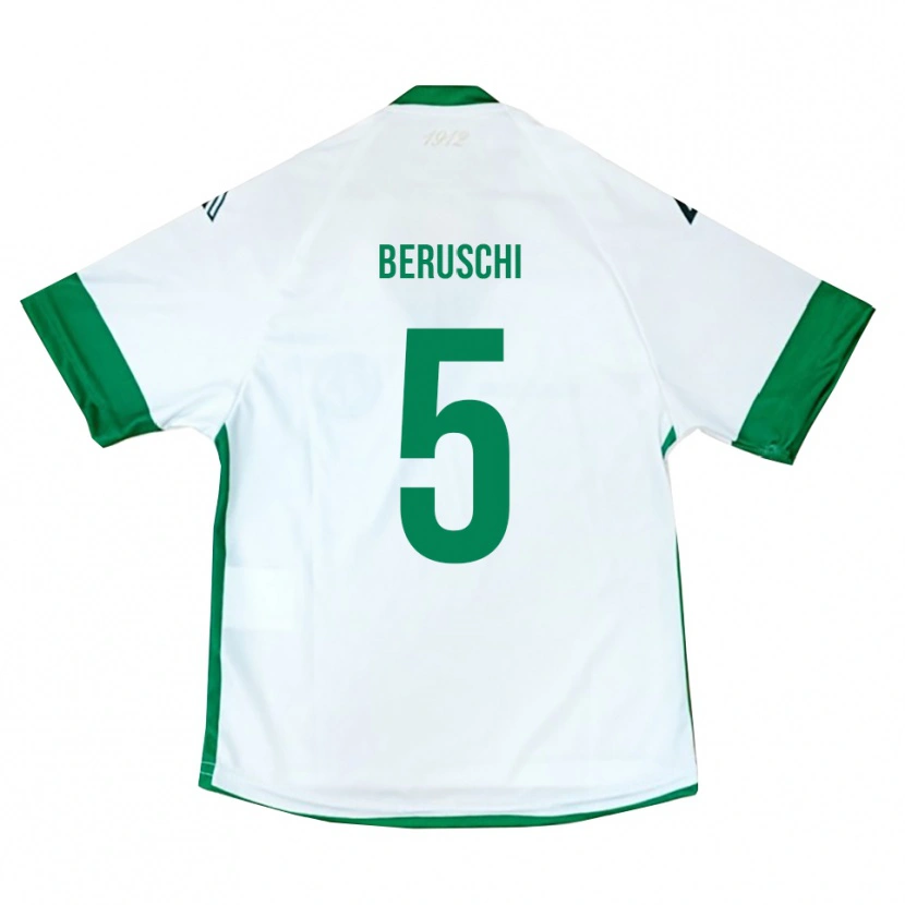 Danxen Kinderen Diego Beruschi #5 Wit Groen Blauw Uitshirt Uittenue 2025/26 T-Shirt België