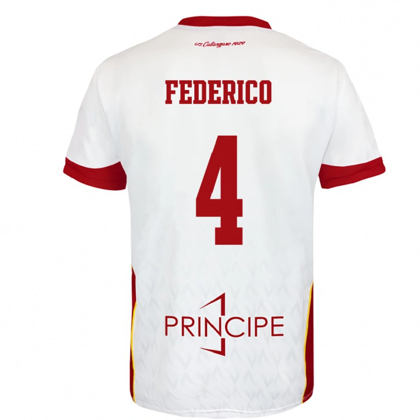 Danxen Kinderen Giuseppe Federico #4 Wit Rood Uitshirt Uittenue 2025/26 T-Shirt België