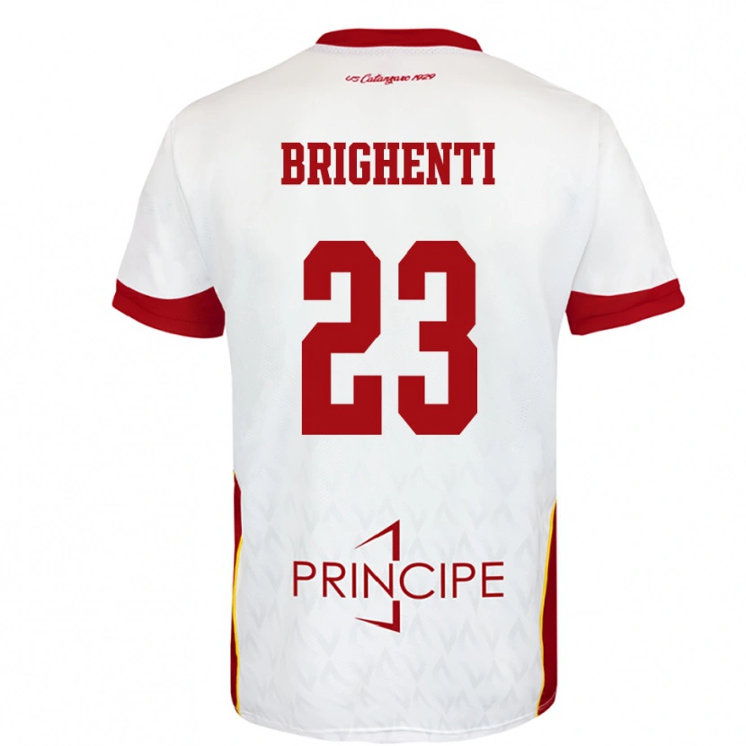 Danxen Kinderen Nicolò Brighenti #23 Wit Rood Uitshirt Uittenue 2025/26 T-Shirt België