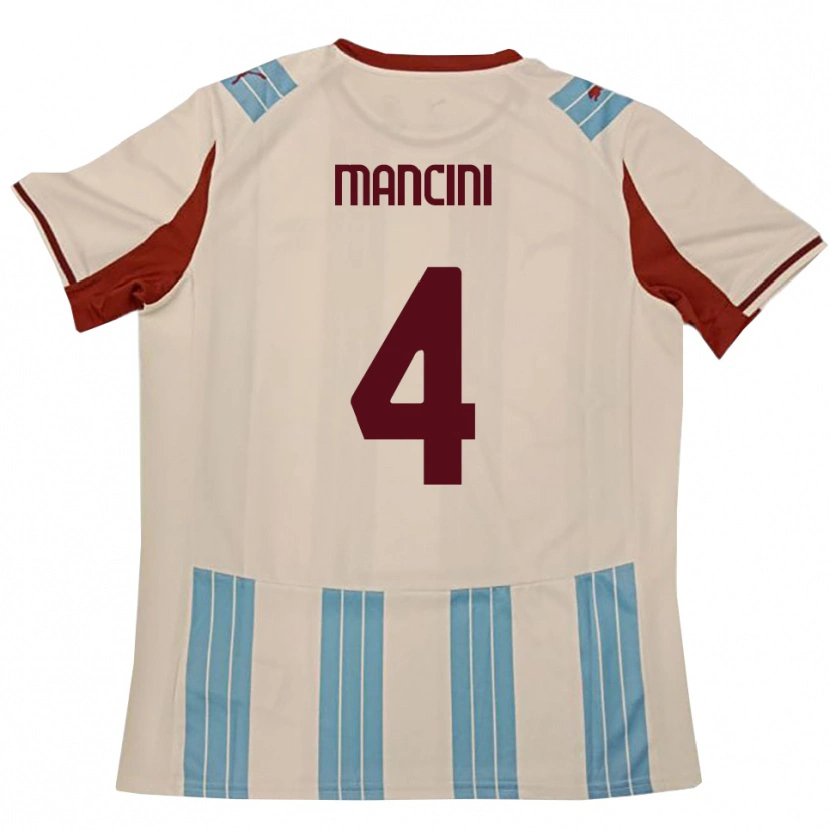 Danxen Kinderen Samuele Mancini #4 Hemelsblauw Wit Uitshirt Uittenue 2025/26 T-Shirt België