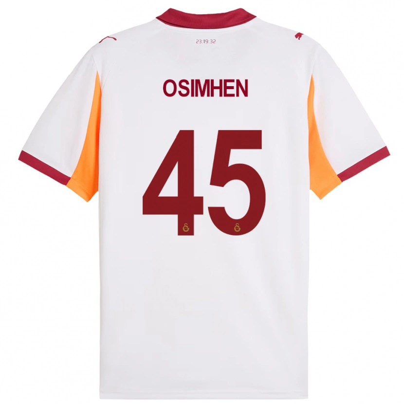 Danxen Kinderen Victor Osimhen #45 Wit Rood Uitshirt Uittenue 2025/26 T-Shirt België