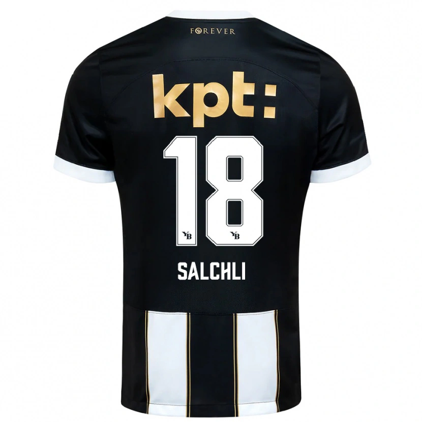 Danxen Kinderen Ruben Salchli #18 Zwart Wit Uitshirt Uittenue 2025/26 T-Shirt België