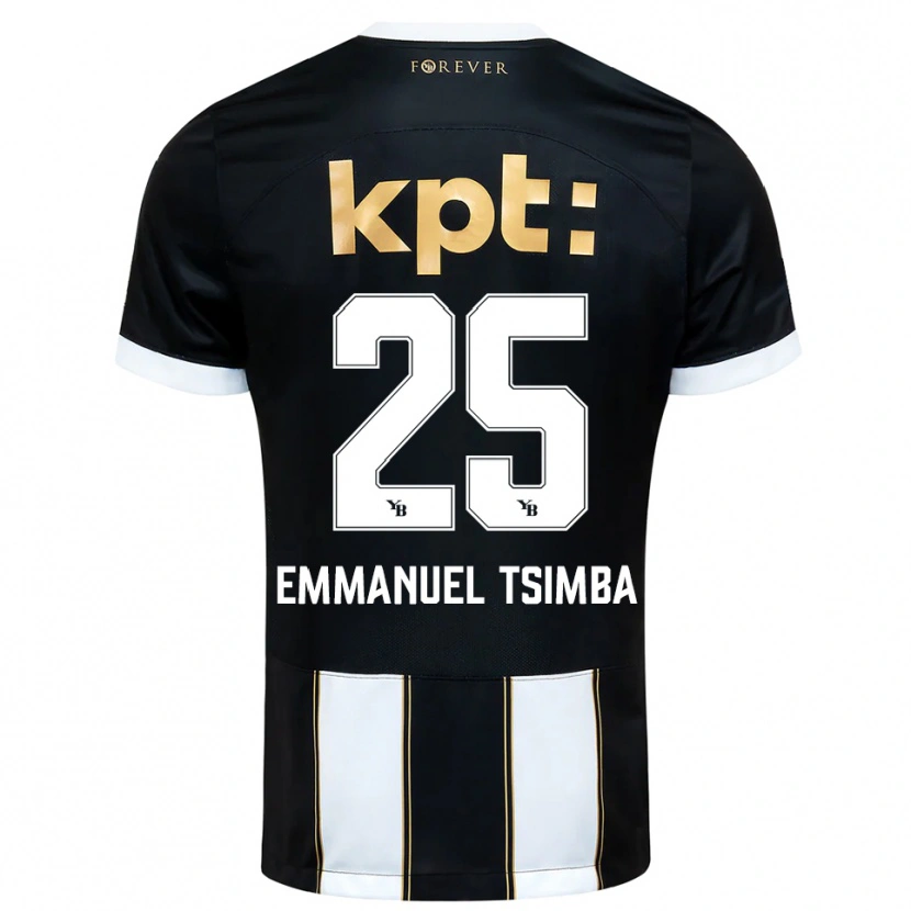 Danxen Kinderen Felix Emmanuel Tsimba #25 Zwart Wit Uitshirt Uittenue 2025/26 T-Shirt België