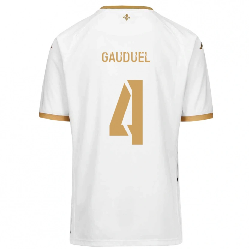 Danxen Kinderen Sacha Gauduel #4 Wit Goud Uitshirt Uittenue 2025/26 T-Shirt België