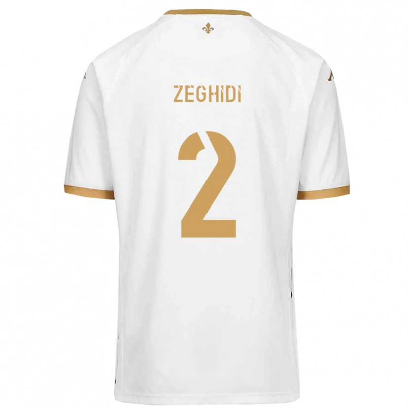 Danxen Kinderen Yanis Zeghidi #2 Wit Goud Uitshirt Uittenue 2025/26 T-Shirt België