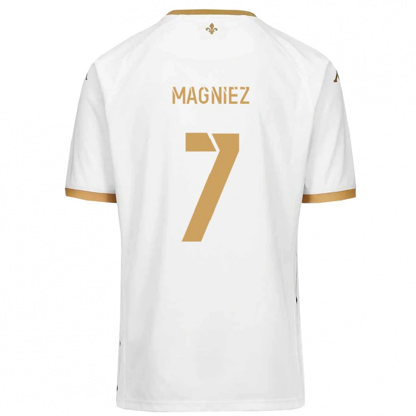 Danxen Kinderen Bastien Magniez #7 Wit Goud Uitshirt Uittenue 2025/26 T-Shirt België