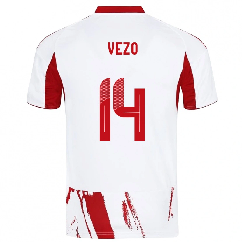 Danxen Kinderen Rúben Vezo #14 Wit Rood Uitshirt Uittenue 2025/26 T-Shirt België