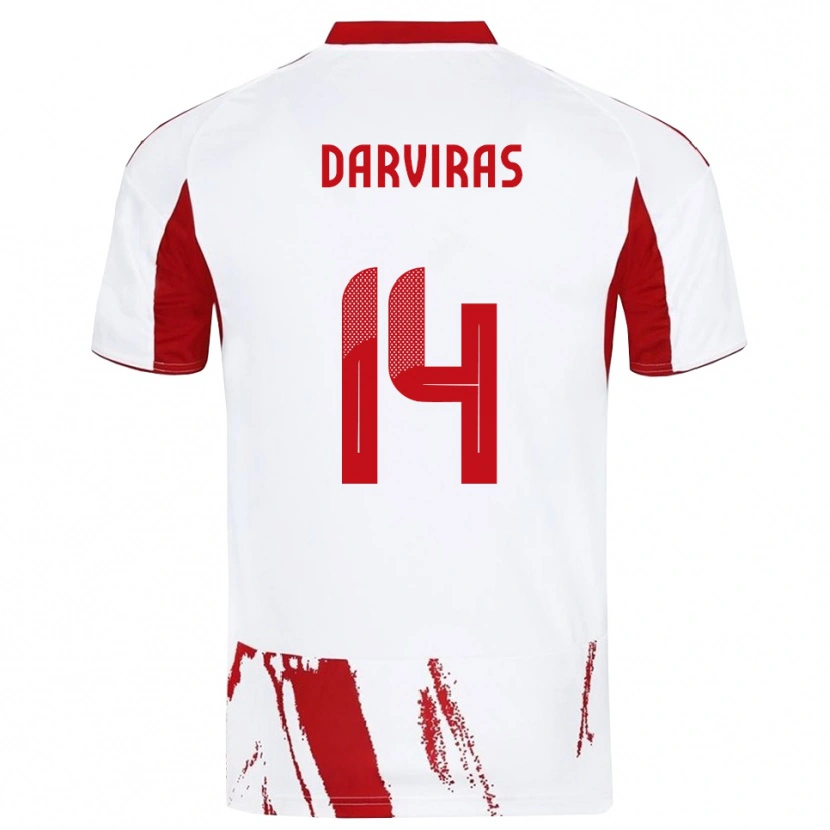 Danxen Kinderen Christos Darviras #14 Wit Rood Uitshirt Uittenue 2025/26 T-Shirt België