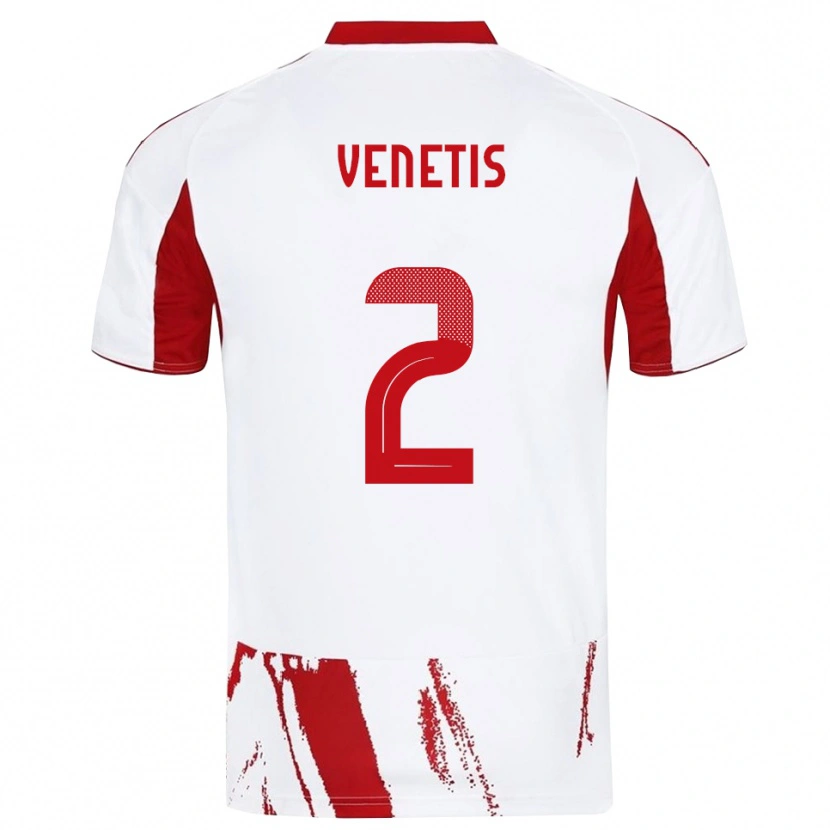 Danxen Kinderen Theodoros Venetis #2 Wit Rood Uitshirt Uittenue 2025/26 T-Shirt België