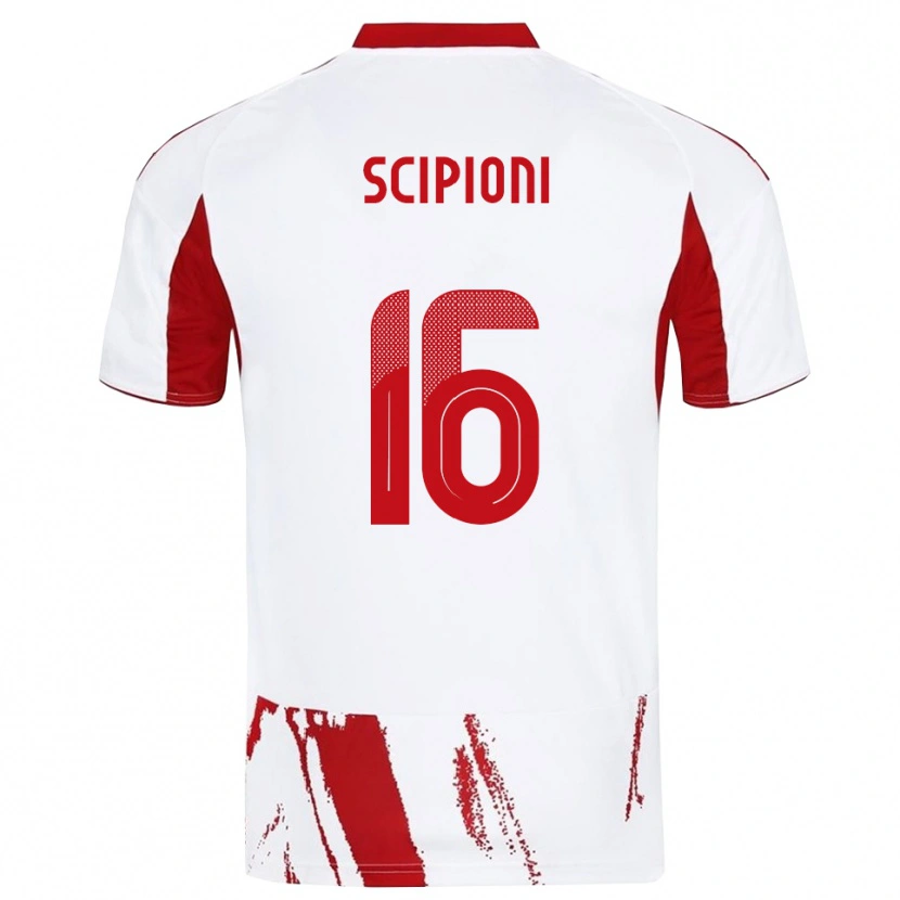 Danxen Kinderen Lorenzo Scipioni #16 Wit Rood Uitshirt Uittenue 2025/26 T-Shirt België