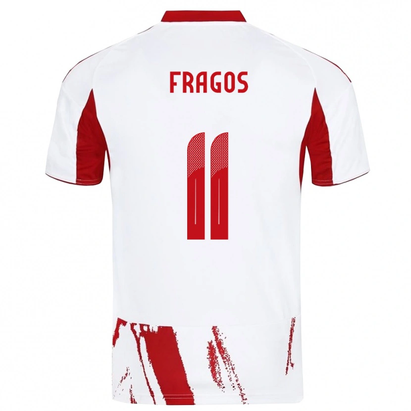 Danxen Kinderen Georgios Fragos #11 Wit Rood Uitshirt Uittenue 2025/26 T-Shirt België