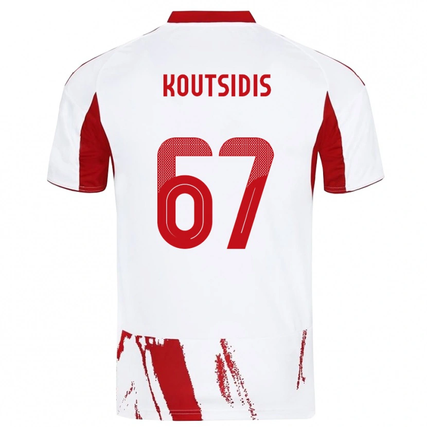 Danxen Kinderen Isidoros Koutsidis #67 Wit Rood Uitshirt Uittenue 2025/26 T-Shirt België