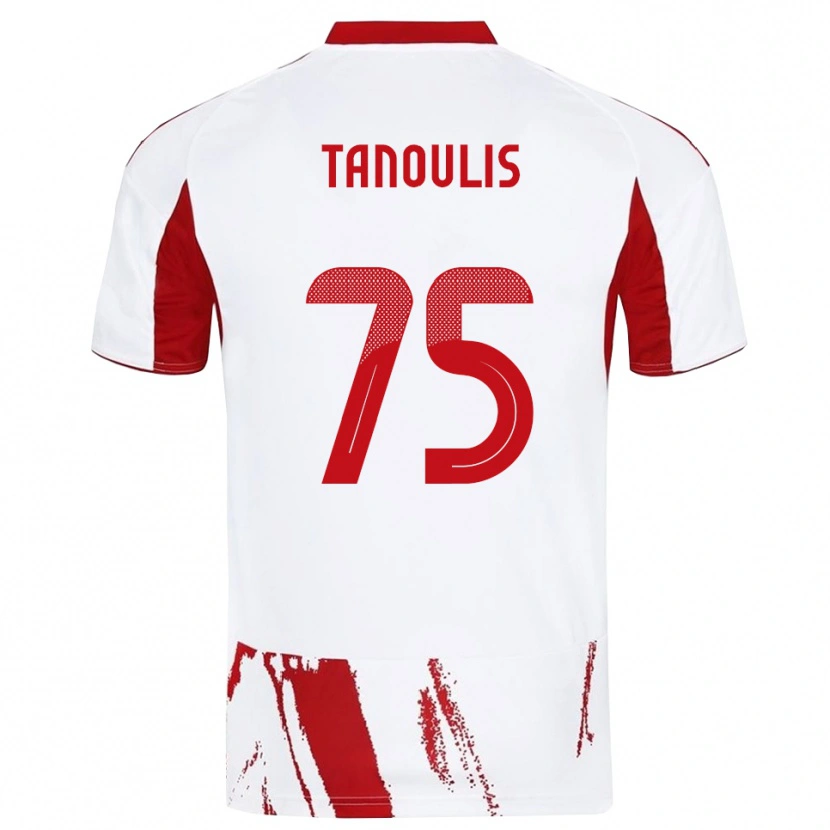Danxen Kinderen Konstantinos Tanoulis #75 Wit Rood Uitshirt Uittenue 2025/26 T-Shirt België