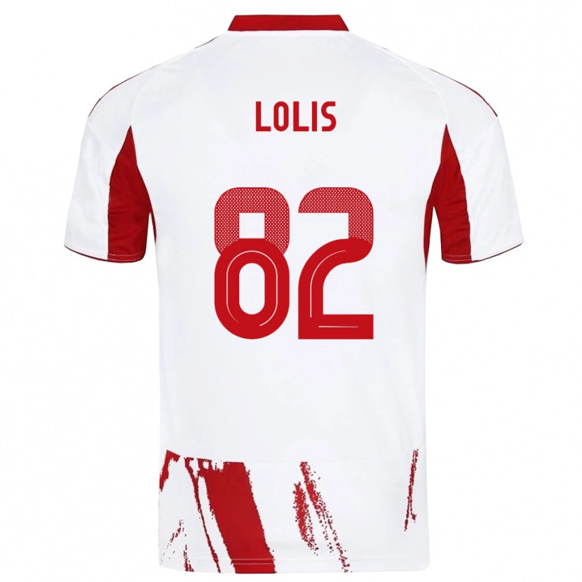 Danxen Kinderen Nikolaos Lolis #82 Wit Rood Uitshirt Uittenue 2025/26 T-Shirt België