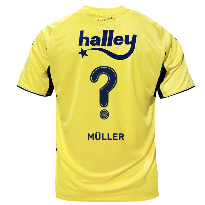 Danxen Kinderen Fabian Emre Ernst Müller #0 Geel Donkerblauw Uitshirt Uittenue 2025/26 T-Shirt België